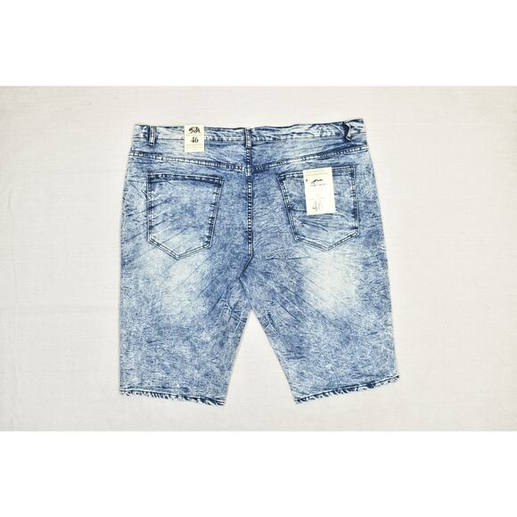 NEW Taser Supply Men Denim Shorts Size 46 Blue Acid Wash Distressed Stretc - Picture 2 of 9